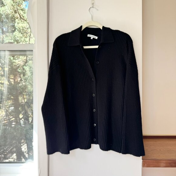 Reformation Fantino Cashmere Collared Cardigan Button Down Black Small - Picture 4 of 14